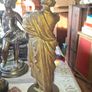 Antique Sculpture a gilt-bronze cast-metal Spanish Conquistador. On his torso is a Cross Pattee, a historical motif commonly associated with Christian military orders and medieval heraldry Image 6