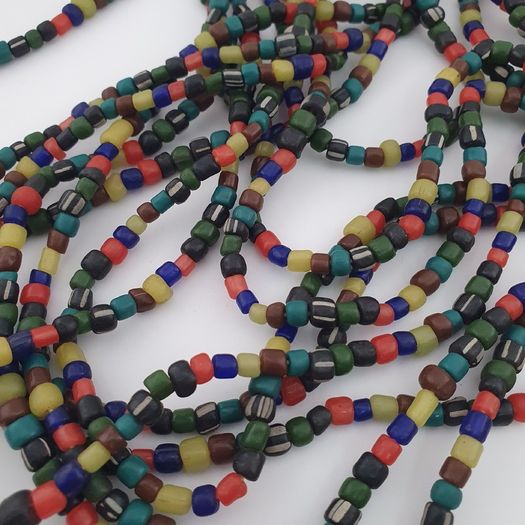 Antique African Style MultiColor 4-5.5mm Glass Beads Necklace Strand