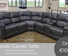 New Nando Full Recliner Corner Sofa Suede Grey