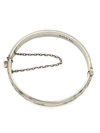 Vintage 925 Sterling Silver Childs Engraved Bangle, Birmingham 1972