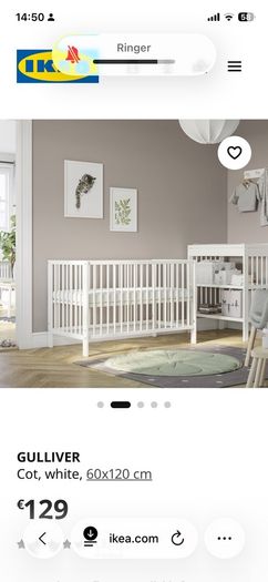 ikea gulliver cot bed & baby elegance mattress