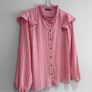 Pre Owned Dunnes Stores Pink Striped Ruffle Blouse Image 2