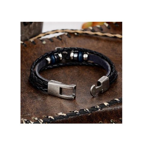 Men's Leather & Metal Alloy Bracelet - great gift