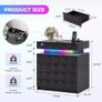LED Bedside Table with Charging Station,3 Drawers Night Stand with Lockable Hidden Storage,Smart Nightstand with Human Sensor RGB Lights for Bedroom, Black Image 2