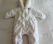 Jacadi Baby Heart Pattern Pramsuit - Blanc Doux - 3 Months
