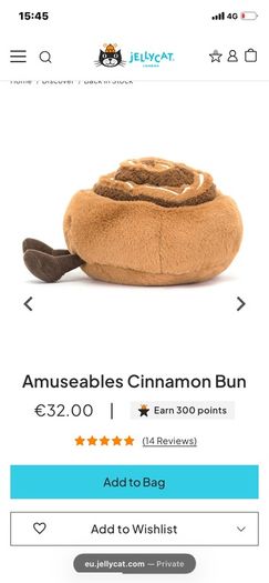 New JELLYCAT Amuseables Cinnamon Bun