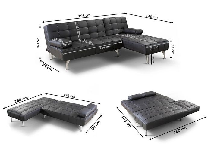 Elegant Velvet Sofa Bed with Chaiselongue 4 COLOURS
