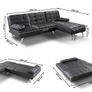 Elegant Velvet Sofa Bed with Chaiselongue 4 COLOURS Image 7