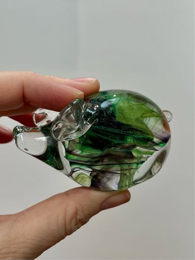 2 Vintage Hand- blown Glass Paperweights