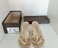 PIED A TERRE Gold Leather Wedge Sandals EU 40/41 and Original Box