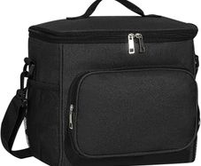 10L Insulated Lunch Bag, Large Leakproof Thermal Lunch Box Bag for Men/Women/Adults Cool Bag with Adjustable Shoulder for Work Beach Picnic Camping (Black)