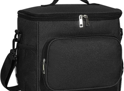 10L Insulated Lunch Bag, Large Leakproof Thermal Lunch Box Bag for Men/Women/Adults Cool Bag with Adjustable Shoulder for Work Beach Picnic Camping (Black)