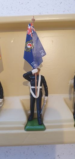 Vintage - Britains Metal Models Set 7201 - Hand Painted - Royal Marine Colour Party - Boxed