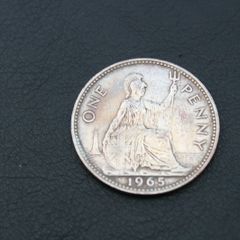 1965 one penny coin silvered coin