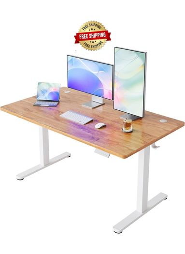 Standing Desk with USB Charging Port, 140 x 80 cm, 4 Preset Height Settings