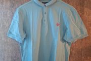 Fred Perry Men's Large Short Collar Polo Light Blue Coral Red