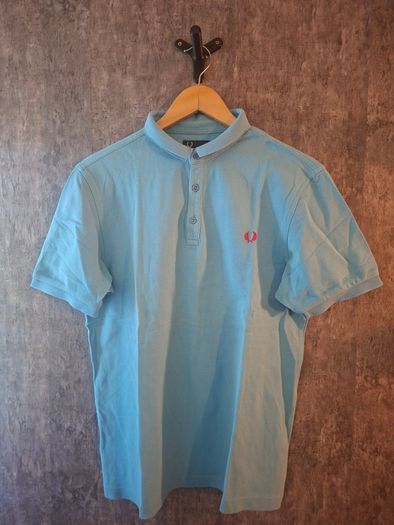 Fred Perry Men's Large Short Collar Polo Light Blue Coral Red