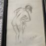 PICTURE small framed nude pencil drawing signed Image 2