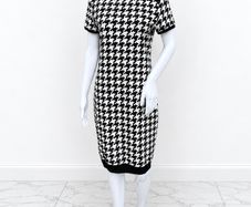 Pre Owned Classic Black & White Houndstooth Bodycon Dress