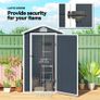 Metal Storage Shed With Latched Door Good Ventilation Sloped Roof Outdoor Patio Equipment Tool Storage Image 4