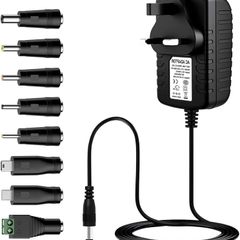 12V 2A Power Supply Adapter,Universal AC DAC/DC Converter Adapter Driver Transformer UK Plug 5.5 x 2.5mm(Compatible with 5.5 x 2.1mm) for LED light CCTV Camera