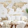 3D Classic Wooden World Map with Country Borders Country Names Capital Names US and Canada Borders and Names 3D Map Effect Image 8