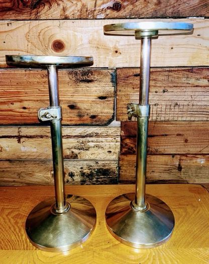 Antique brass and copper plant stands
