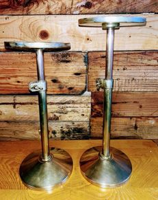 Antique brass and copper plant stands
