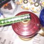 3 Beautiful Old 2 Blue, 1 Red Glass Oil Lamps, Postage Available, Image 7
