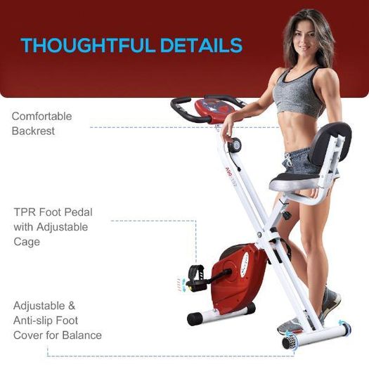 Foldable Exercise Bike with LCD Monitor