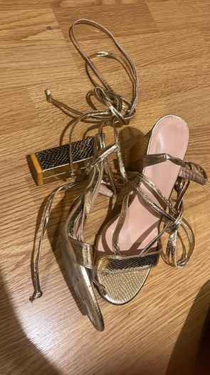 gold strappy heels