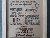 Toilet rules frame funny wooden frame for wall, door or shelf