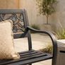 Steel Garden Bench, Rose Design 3 Seater Outdoor Furniture Seating Park Patio Seat Image 4