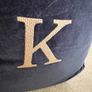 New Ex display 50cm x 50cm navy velvet cushion with taupe herringbone embroidered K Image 6