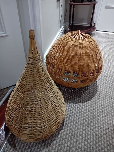 2 x Vintage Wicker Pendant Light Shades