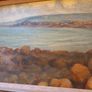 Coastal scene, original on board, Paris stamp. Image 2