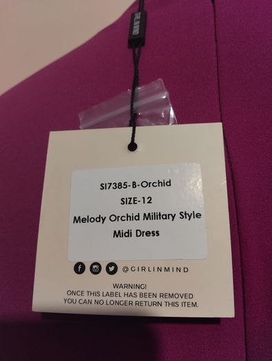 Girl in Mind Melody Military Style Occasion Dress, Orchid NEW WITH TAGS