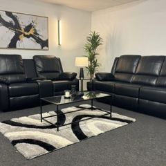 New 3+2 black or Grey leather Recliner Sofas