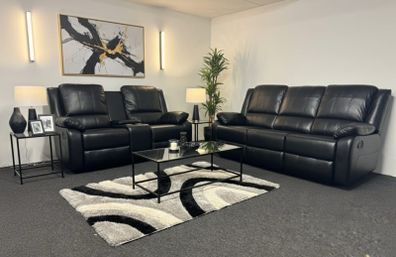 New 3+2 black or Grey leather Recliner Sofas