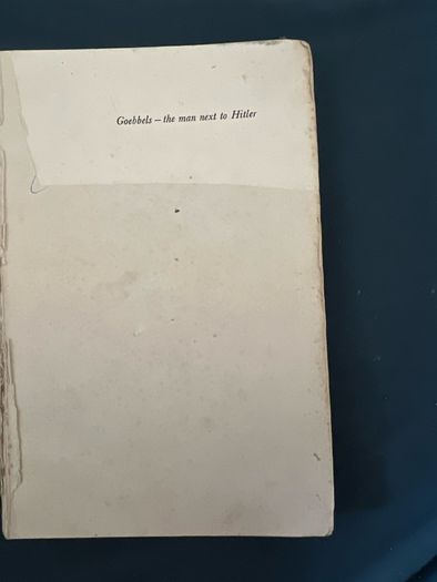 Goebbles The Man Next to Hitler Rudolf Semmler RARE 1st Edition