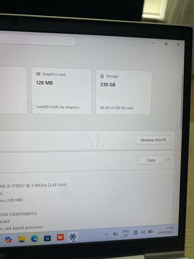 HP elitebook i5 pro 8/256 windows 11