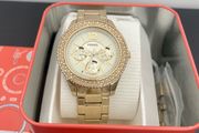 Fossil Multi-Function Women's Quartz Analog Crystals Champage Dial Stella Yellow gold toned steel round dress casual watch 38 mm 50M water resistance