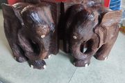 SET OF 2 Large Carved Vintage  Elephant BOOKENDS.