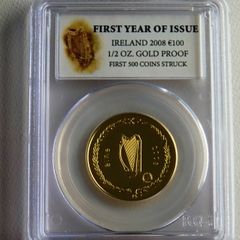 Rare Tom Crean Ireland 24K Gold 1/2 ounce Proof 100 euro 2008 - Antarctic Explorers
