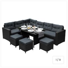 Rattan table and chair