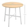Dining table, industrial style, rounded design, stable up to 60 kg, 80 x 76H cm, Natural wood/White Image 3