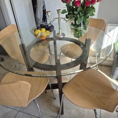 Table and four chairs