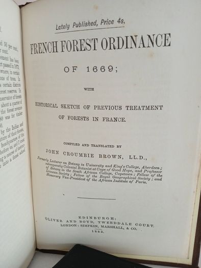 Introduction to the Study of Modern Forest Economy by John Croumbie Brown (GT904)