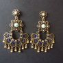 Boho Hippie Turquoise Tassel Statement Earrings Image 3