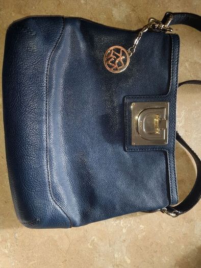 DKNY navy blue leather handbag